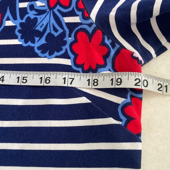 Talbots Navy & White Striped with Floral Neckline Dress - Picture 6 of 7